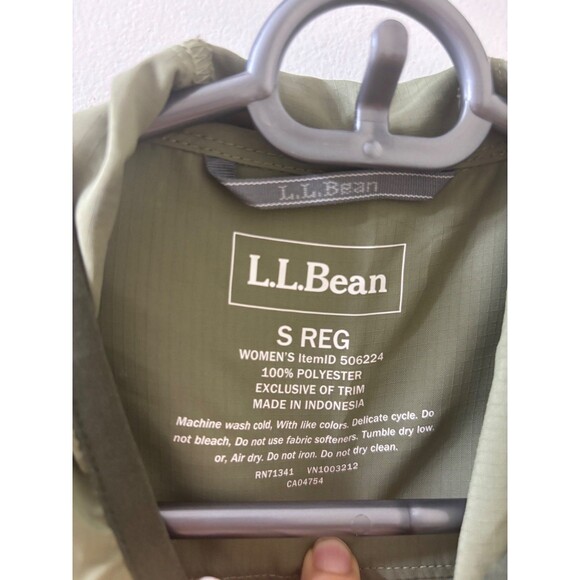 LL Bean Jacket Womens Size Small Olive Green NO FLY ZONE Hooded Full Zip Jacket - Picture 3 of 8